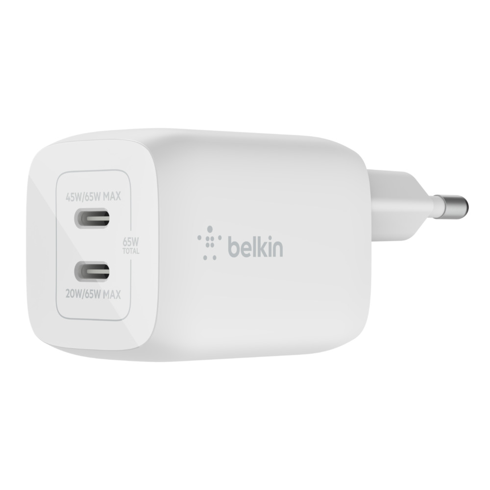 Belkin WCH013vfWH BOOST↑CHARGE PRO Dual USB-C® GaN Wall Charger with PPS 65W
