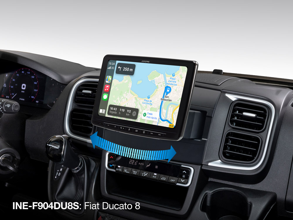 Alpine INE-F904DU8S 9” Floating Navigation Swivel Display for Fiat Ducato 8 featuring Apple CarPlay 